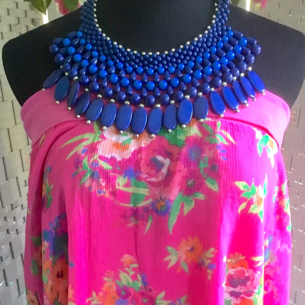 💙🌸 Blue Statement Bib Necklace 🌸💙New💙🌸 - Picture 2 of 13